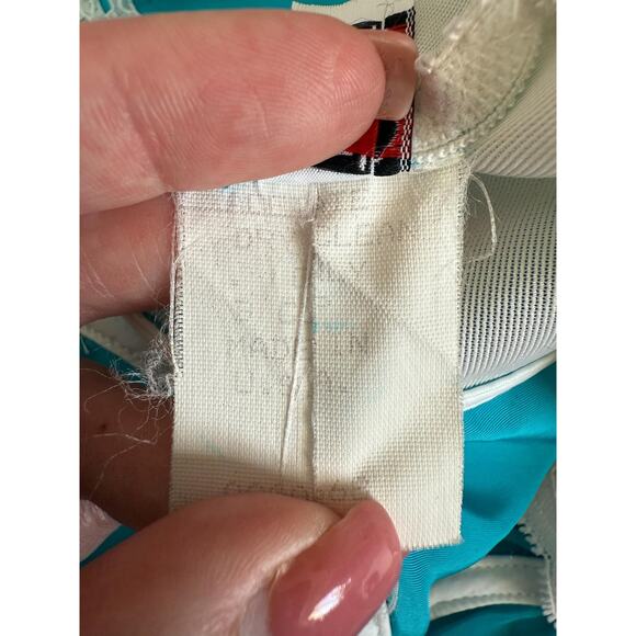 80's 90's blue and white satin lace corset bustier Size 34 - Picture 9 of 10